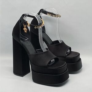 Versace Medusa Crystal Ankle-Strap Platform Sandals